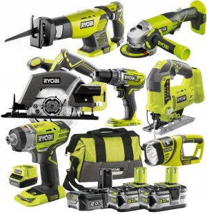 Ryobi Zestaw Combo 7 Narzędzi 18v 3x Bateria