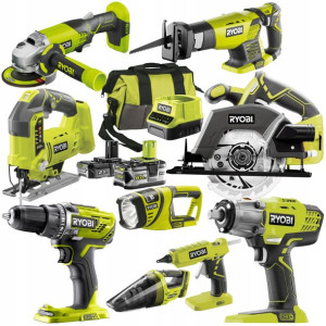 Ryobi Zestaw Combo 9 Narzędzi 18v 2x Bateria