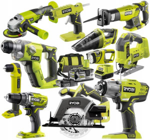 Ryobi Zestaw 11 Narzędzi 18v Combo +5ah +2ah Torba