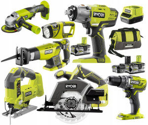 Ryobi Zestaw Combo 7 Narzędzi 18v 3xbateria +torba