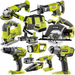 Ryobi Zestaw Combo 9 Narzędzi 18v 3x Bateria
