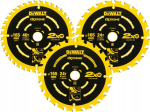 3 Piły Tarczowe 165x20mm Zębów24/40 Dewalt Dt10397