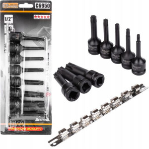 Zestaw 8 El Nasadki Udar Torx 1/2 T30-t80 +listwa