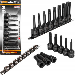 Zestaw 8el Nasadki Udar Spline 1/2 M5-m18 + Listwa