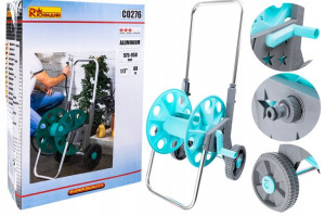 C0276 Wózek Na Wąż Ogrodowy Alu/plastik 60m 1/2'