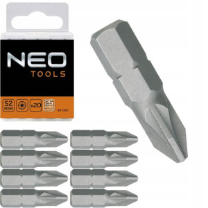 Neo 06-020 Końcówki Wkrętakowe Pz2 X 25 Mm, 20 Szt