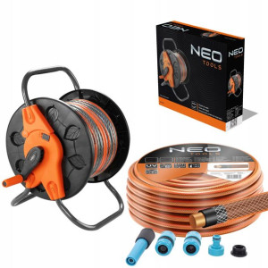 Neo Wózek Bęben + Wąż Ogrodowy 50m 3/4'' Zraszacz