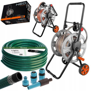 Neo Wózek Bęben + Wąż Ogrodowy 50m 1/2'' Zraszacz
