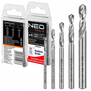NEO TYTAN ZESTAW 5szt Wiertła nitów HSS 2.5-6.5mm