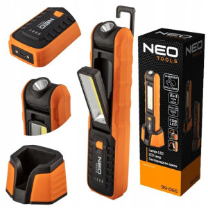 NEO LAMPA WARSZTATOWA akum 500 lm COB +baza +ład