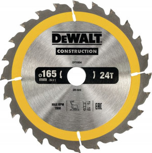 DeWALT tarcza piła do drewna 165mm 20mm 24z DT1934