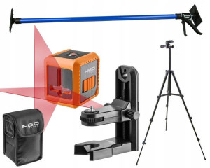Laser Krzyżowy Neo 10m +tyczka Statyw Uchwyt +etui