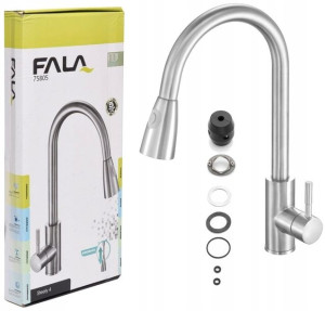 BATERIA KUCHENNA wyciągana wylewka INOX STEELY 4
