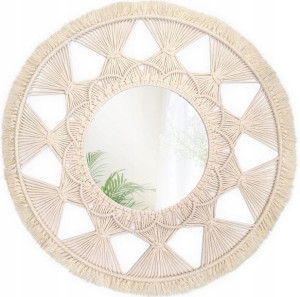 Boho Makrama Wiszące Lustro Ścienne Naturalne Xl