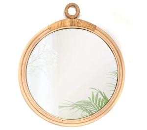 Plecione Okrągłe Lustro Boho Drewniane 40 322052