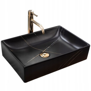 Umywalka Nablatowa INGA Black Marble Mat - Rea