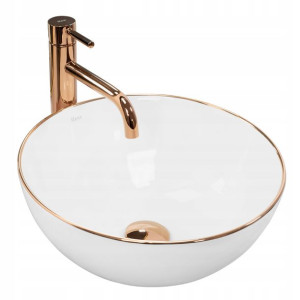Umywalka Nablatowa Rea Stella Rose Gold Edge
