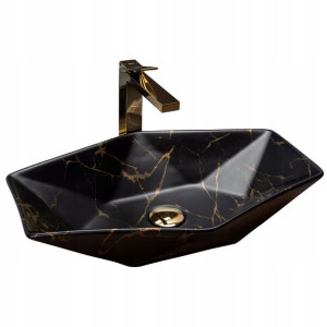 Umywalka Ceramiczna Nablatowa VEGAS BLACK MARBLE