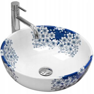 Umywalka Ceramiczna Nablatowa Fiori Kwiaty Rea