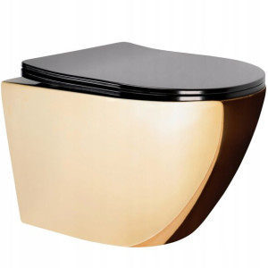 Misa Wc Podwieszana Carlo Flat Mini Gold/black