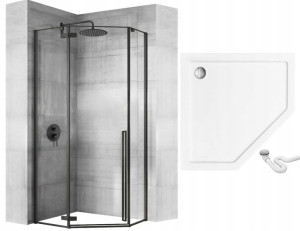 Kabina Prysznic Diamond 90x90 Czarna + Brodzik Bi