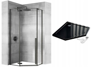 Kabina Prysznic Diamond 90x90 Czarna + Brodzik Cz