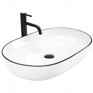Umywalka Nablatowa CLEO WHITE BLACK EDGE