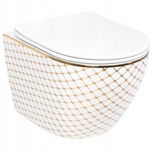 Misa Wc Podwieszana Carlos Rimless Diamond Gold