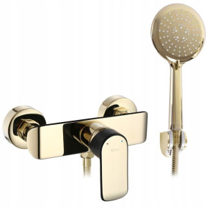 Bateria Prysznicowa BLOOM BLACK/GOLD Słuchawka Wąż