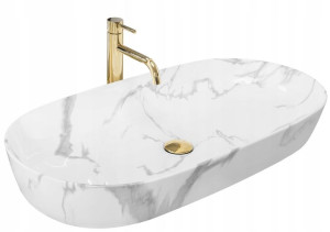 Umywalka Ceramiczna nablatowa Cleo 81 Marmo - REA