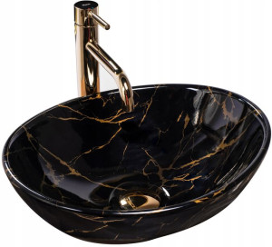 Umywalka Ceramiczna Nablatowa SOFIA BLACK MARBLE