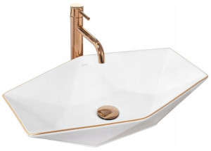 Umywalka Ceramiczna Nablatowa VEGAS ROSE GOLD EDGE