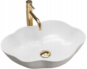 Umywalka Ceramiczna Nablatowa Pearl White REA