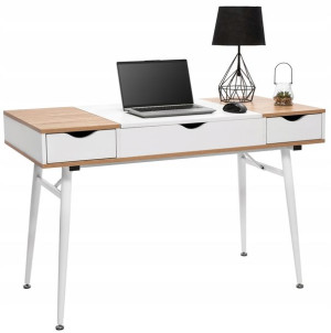 Biurko Loft Białe/sonoma Komputerowe Metal