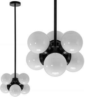 Lampa Sufitowa Wisząca Metal Białe Kule Loft Black