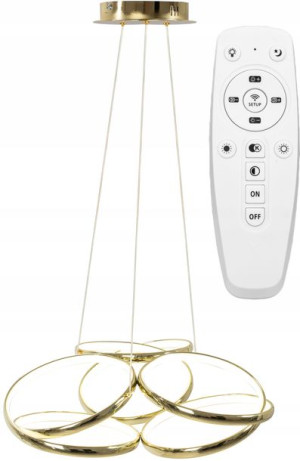 Lampa Sufitowa Wisząca Metal Ring Gold Led + Pilot