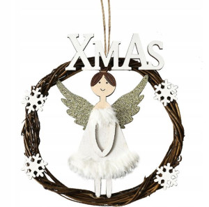 Dekoracja Świąteczna Na Drzwi 16cm Anioł Natural