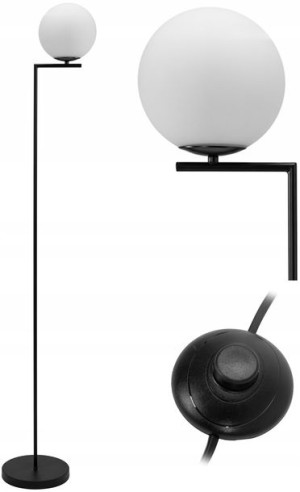 Lampa Stojąca Podłogowa Nowoczesna Czarna Glamour