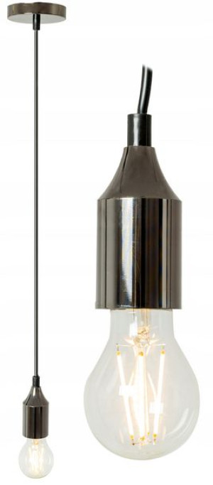Lampa Wisząca Sufitowa Czarna Chrome Oprawka E27