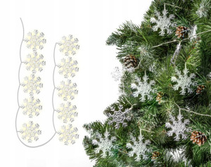 Lampki Choinkowe Led Wiszące Śnieżynki Girlanda 3m