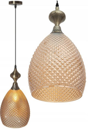 Lampa Sufitowa Wisząca Szklana Amber Bursztynowa