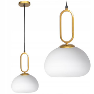 Lampa Wisząca Szklana Mleczna Złota Biała Toolight