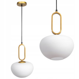 Lampa Wisząca Szklana Mleczna Złota Biała Toolight