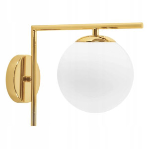 Lampa Kinkiet Ścienny Szklana Kula Gold Złota Loft