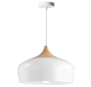 Lampa Wisząca Nowoczesna Bari Drewno Duża White