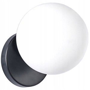 Lampa Kinkiet Ścienny Szklana Kula Black Czarny