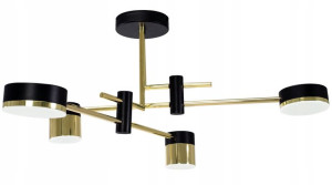 Lampa Sufitowa Czarna Złota Wisząca Gold Led