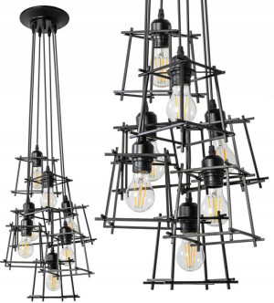 Lampa Sufitowa Wisząca App221-7 Czarna Mat Loft