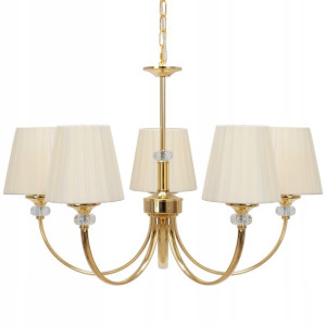 Lampa Sufitowa Wisząca Metal Kryształ Złota Gold