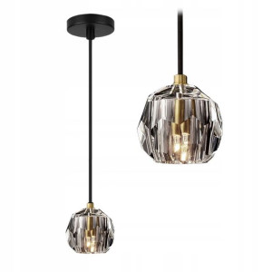 Lampa Sufitowa Wisząca Czarna Kryształowa GLAMOUR